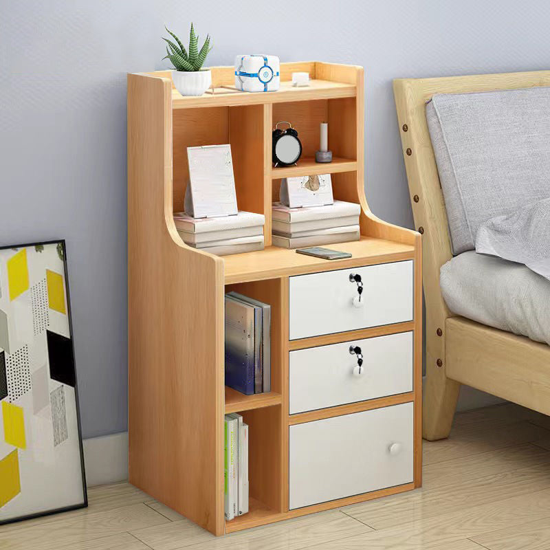 Open Storage Modern Night Table Drawer Storage Shelf Included Imitation Wood