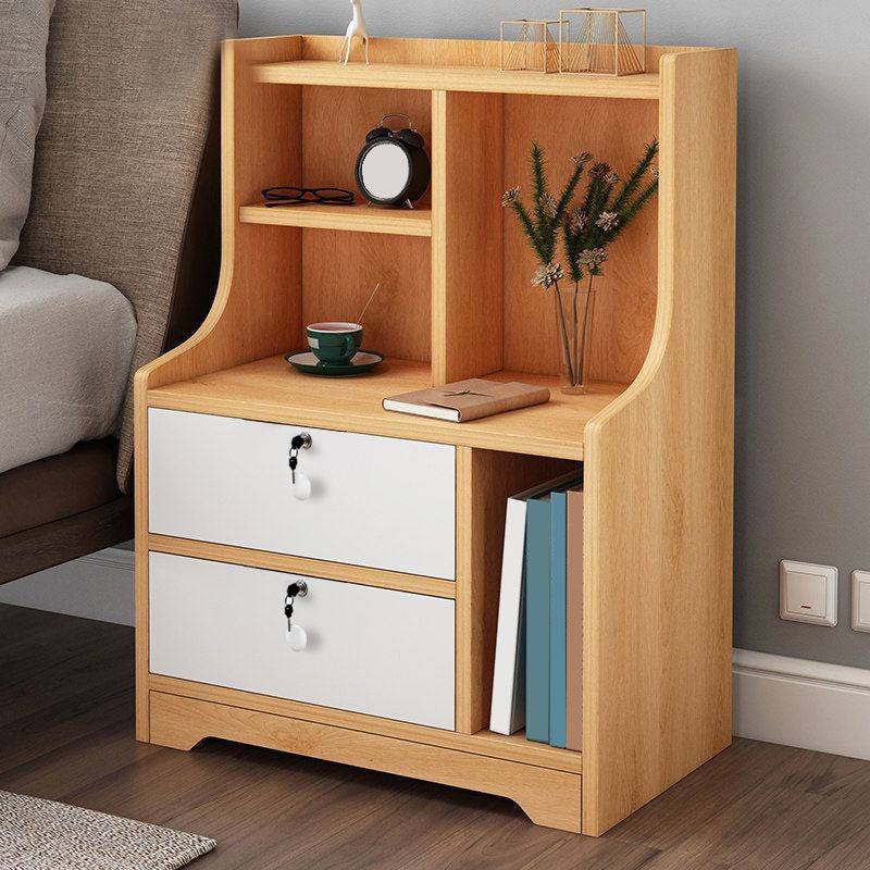 Open Storage Modern Night Table Drawer Storage Shelf Included Imitation Wood