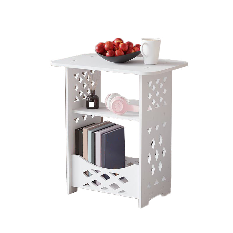 Modern Imitation Wood Nightstand Open Storage White Shelf Included Night Table