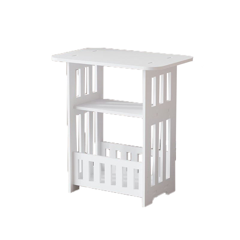 Modern Imitation Wood Nightstand Open Storage White Shelf Included Night Table