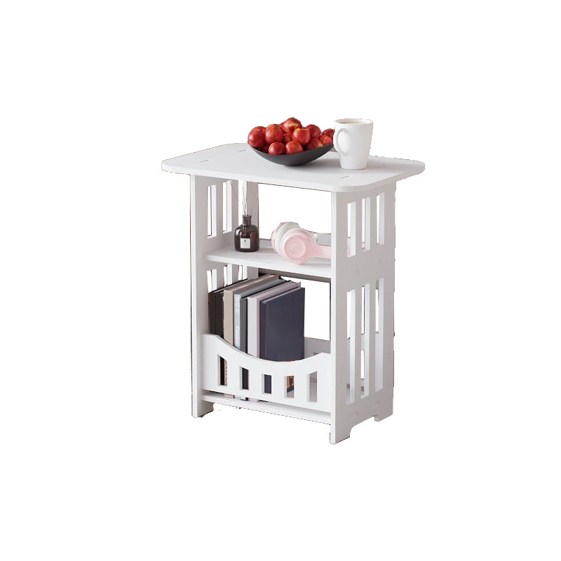 Modern Imitation Wood Nightstand Open Storage White Shelf Included Night Table