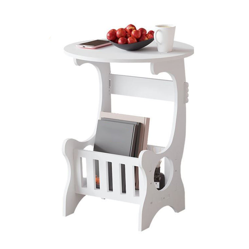 Modern Imitation Wood Nightstand Open Storage White Shelf Included Night Table