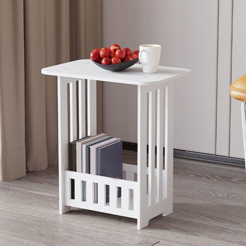 Modern Imitation Wood Nightstand Open Storage White Shelf Included Night Table