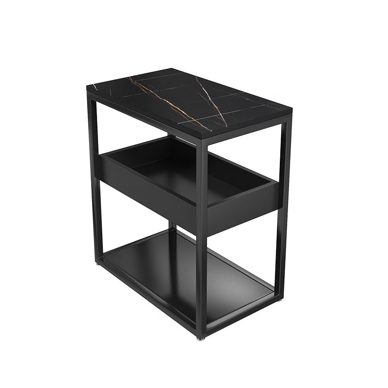 21 Inch H Modern Nightstand Glass Top Open Storage Shelf Included Night Table