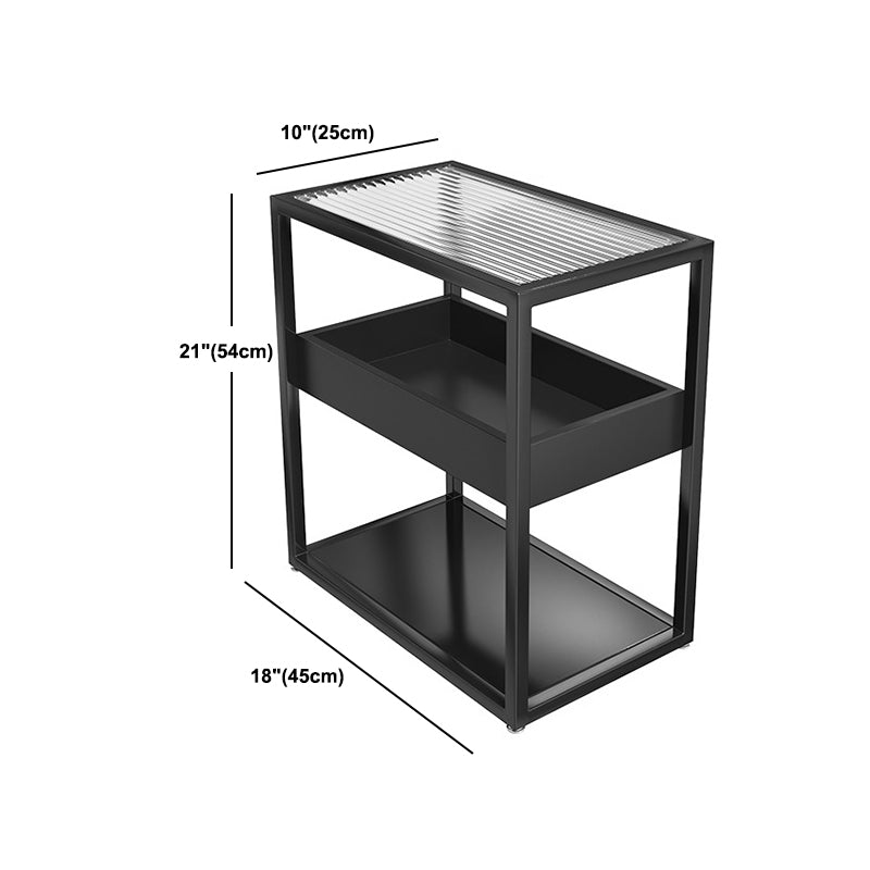 21 Inch H Modern Nightstand Glass Top Open Storage Shelf Included Night Table