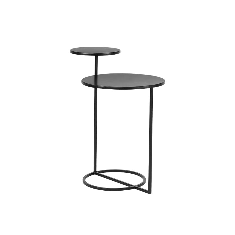 Metal Round Night Table Modern Non-Storage Legs Included Nightstand in Black/Gold