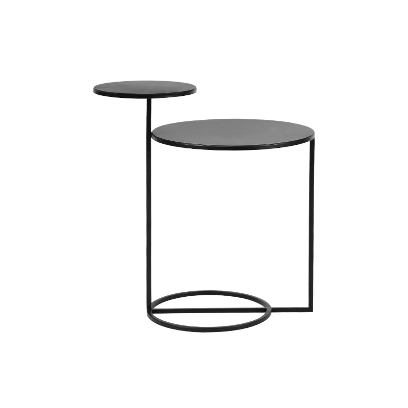 Metal Round Night Table Modern Non-Storage Legs Included Nightstand in Black/Gold