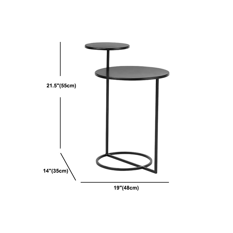 Metal Round Night Table Modern Non-Storage Legs Included Nightstand in Black/Gold