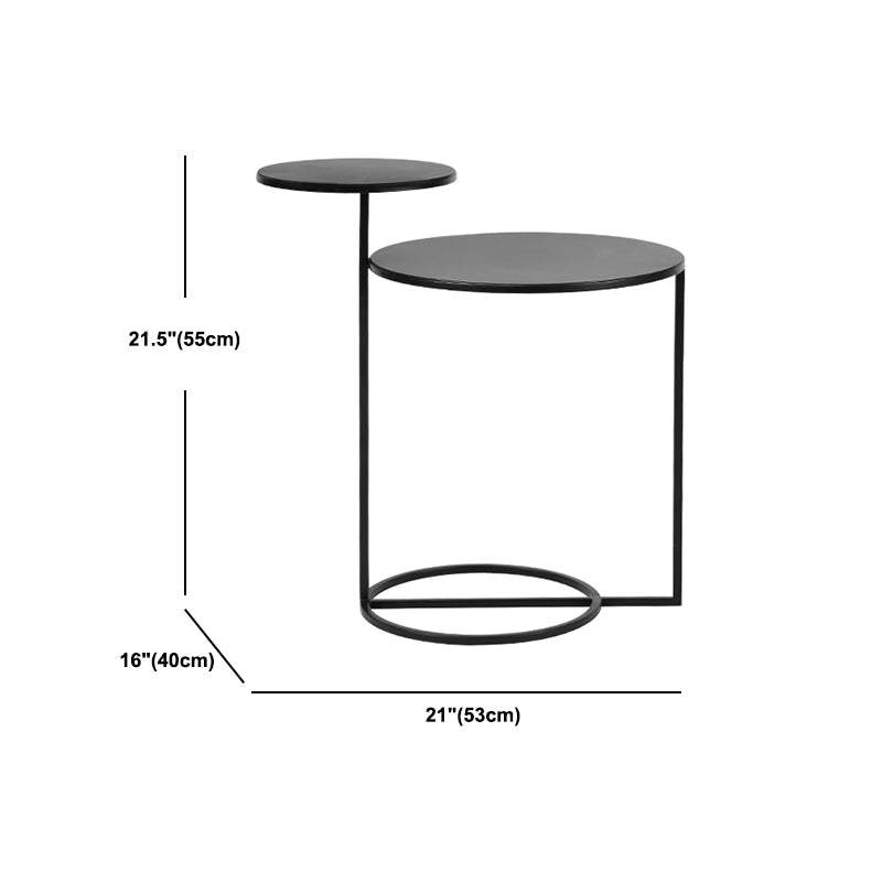 Metal Round Night Table Modern Non-Storage Legs Included Nightstand in Black/Gold