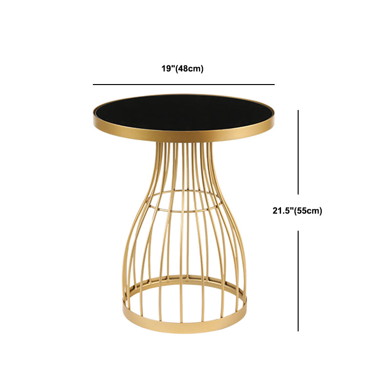 Metal Round Night Table Modern Non-Storage Legs Included Nightstand in Black/Gold