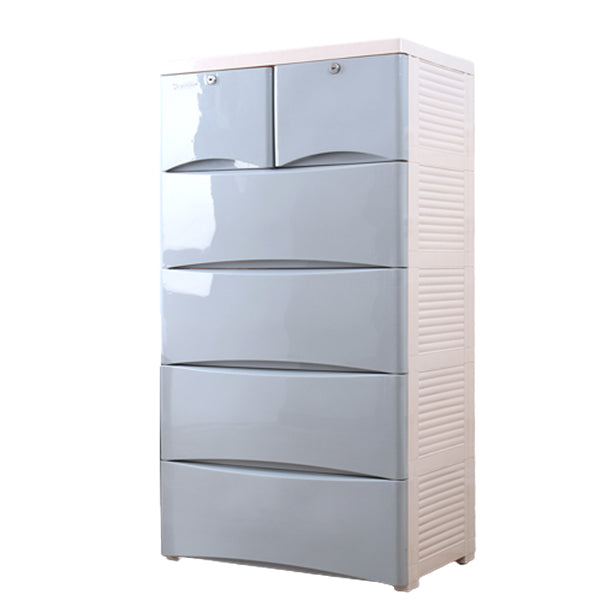 Lingerie Chest Contemporary Vertical Plastic Chest with Drawers for Bedroom