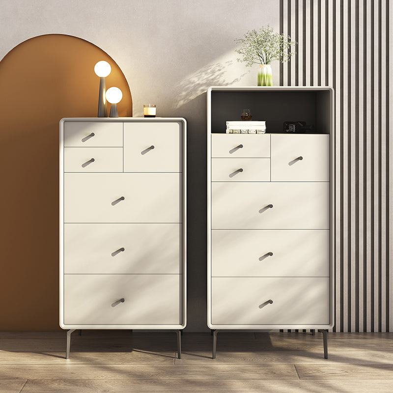 Vertical Leather Chest with Metal Legs Chest with Drawers for Bedroom