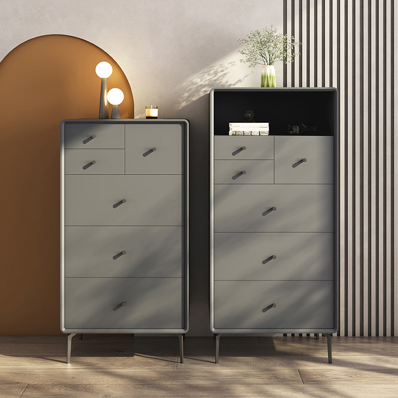 Vertical Leather Chest with Metal Legs Chest with Drawers for Bedroom