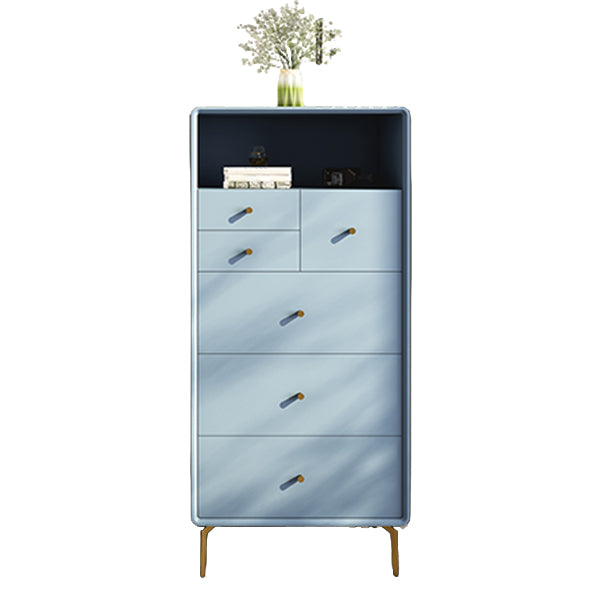 Vertical Leather Chest with Metal Legs Chest with Drawers for Bedroom