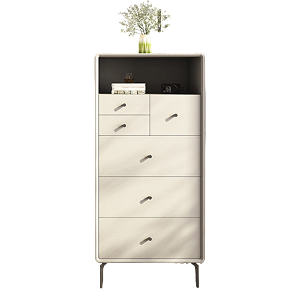 Vertical Leather Chest with Metal Legs Chest with Drawers for Bedroom