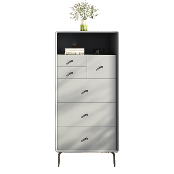 Vertical Leather Chest with Metal Legs Chest with Drawers for Bedroom