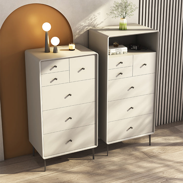 Vertical Leather Chest with Metal Legs Chest with Drawers for Bedroom