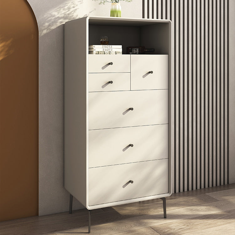 Vertical Leather Chest with Metal Legs Chest with Drawers for Bedroom