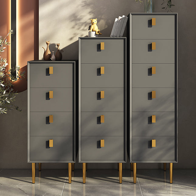 Vertical Chest with Drawers Leather Chest with Metal Legs for Bedroom