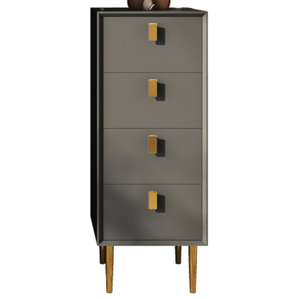 Vertical Chest with Drawers Leather Chest with Metal Legs for Bedroom