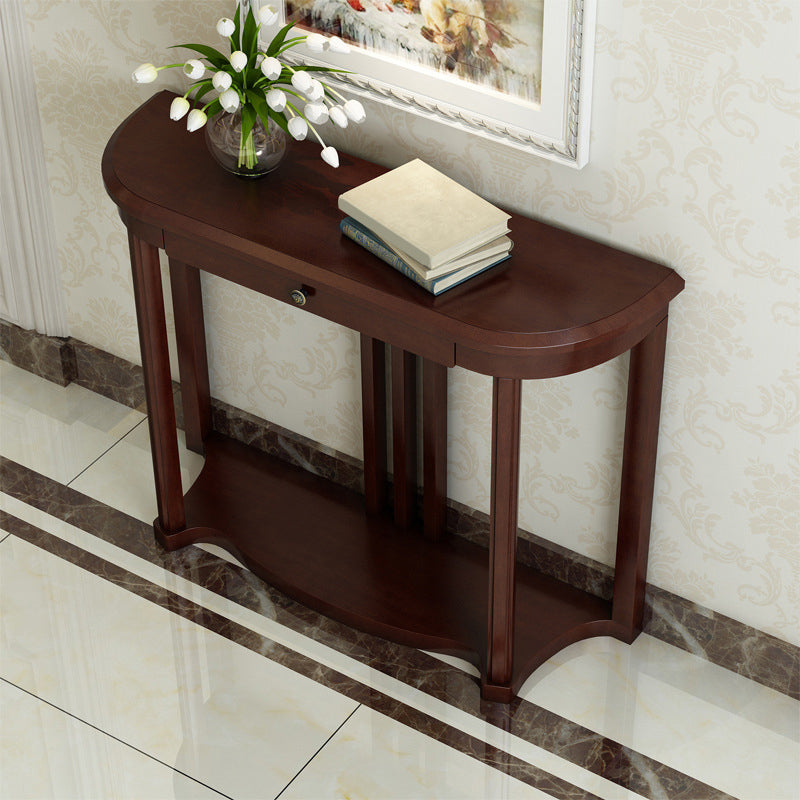 Mid-Century Modern Console Table in Solid Wood with 1 Drawer