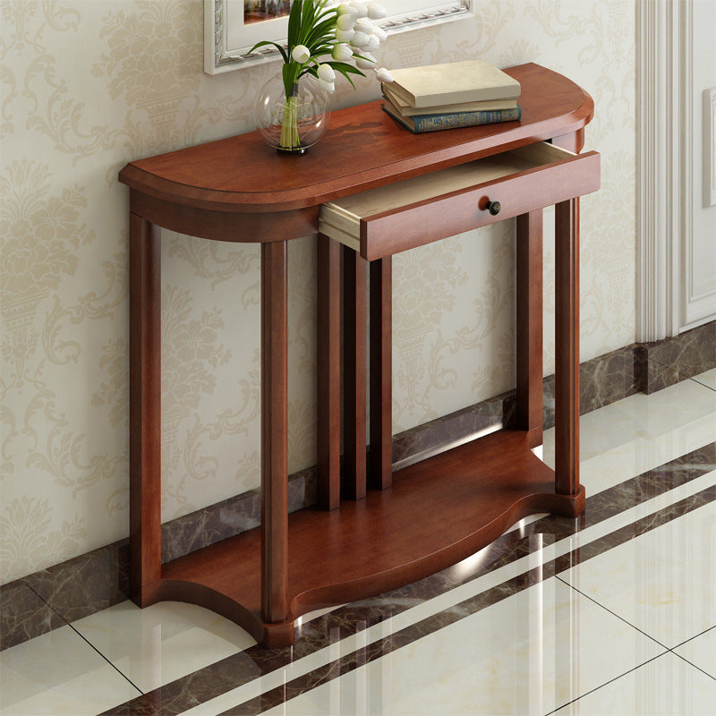 Mid-Century Modern Console Table in Solid Wood with 1 Drawer