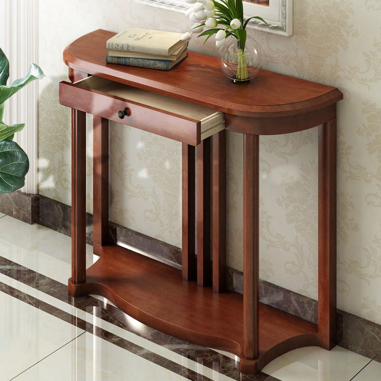 Mid-Century Modern Console Table in Solid Wood with 1 Drawer