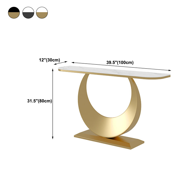 Contemporary Pedestal Base Accent Table with Stone Top for Hall