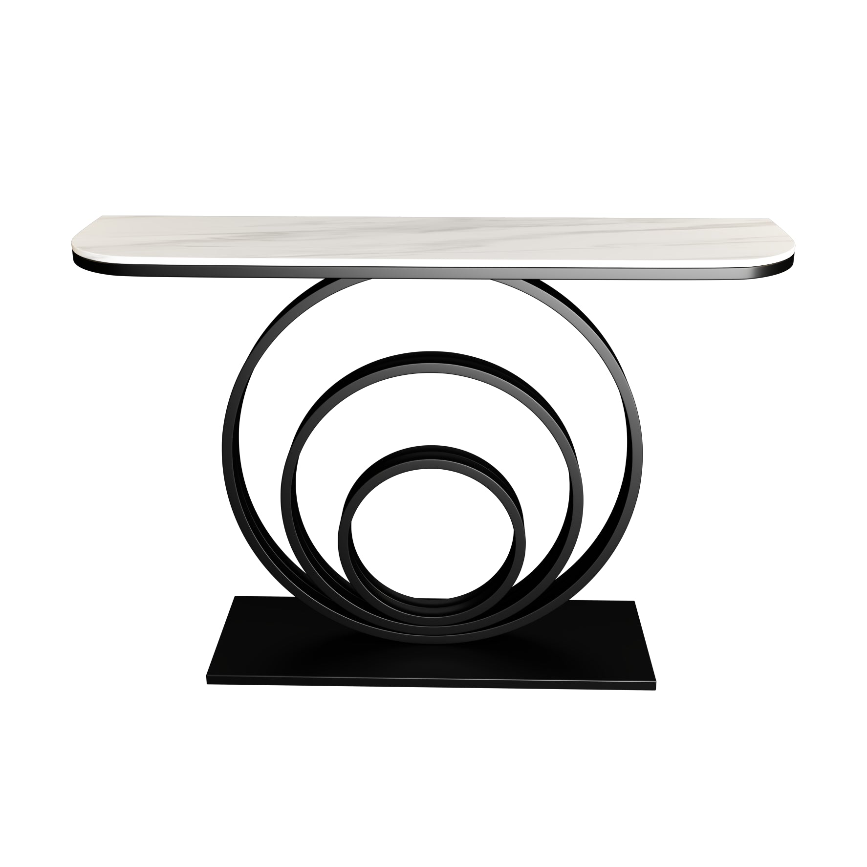 Modern Half Moon Sofa Table Slate and Metal Abstract Console Table for Hall