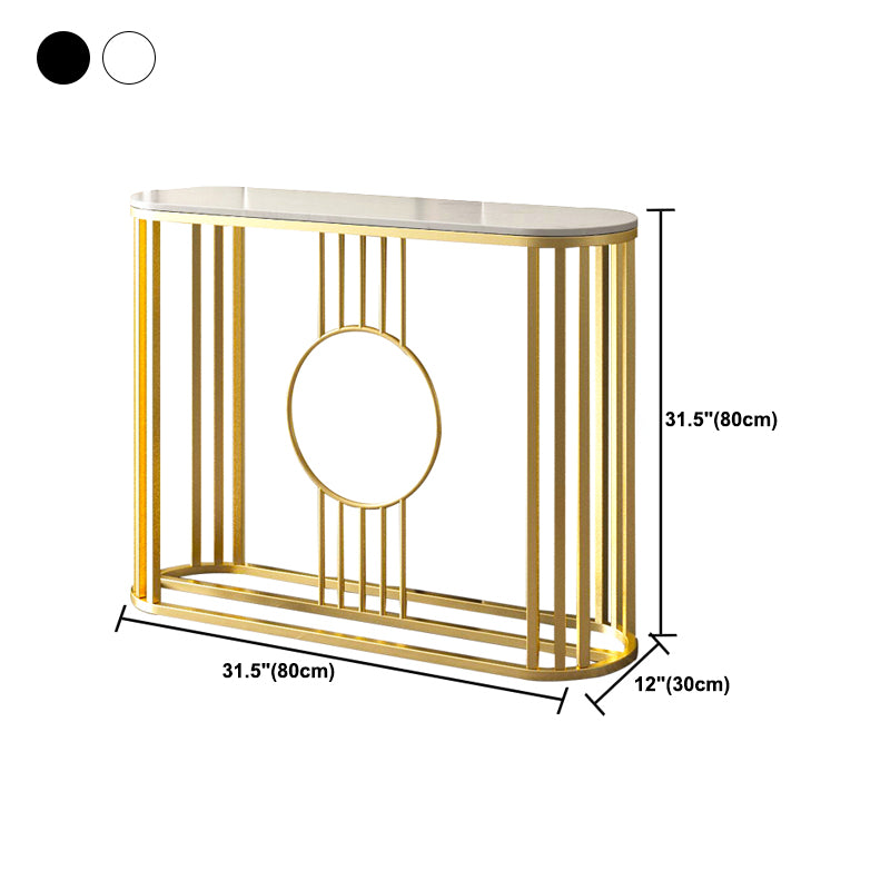 Marble Oval Console Table, 31.5"  Gold Metal Base Console Table for Hall