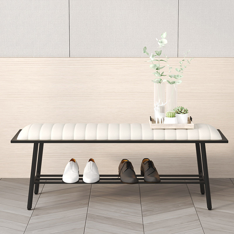 17.71" Wide Upholstered Bench with Storage Entryway Seating Bench with Metal Legs