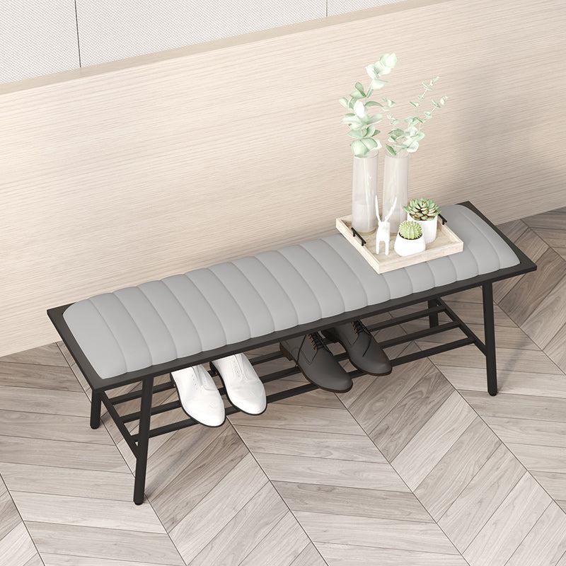 17.71" Wide Upholstered Bench with Storage Entryway Seating Bench with Metal Legs