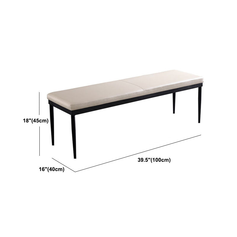 Modern Dining Bench with Black Metal Legs, 18"H Upholstered Seating Bench