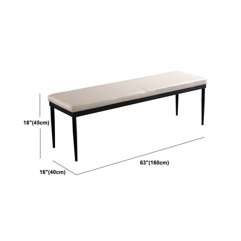 Modern Dining Bench with Black Metal Legs, 18"H Upholstered Seating Bench