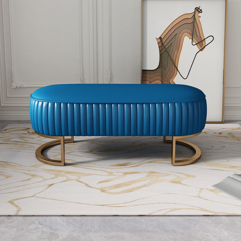 Modern Upholstered Bedroom Bench 16.5"H Seating Bench with Gold Metal Base