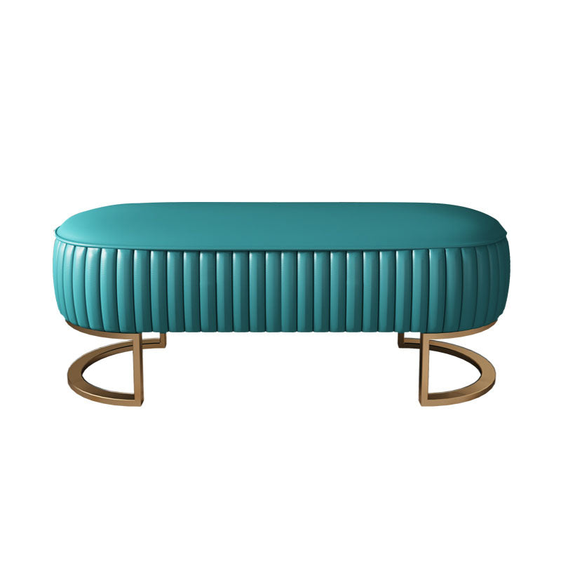 Modern Upholstered Bedroom Bench 16.5"H Seating Bench with Gold Metal Base