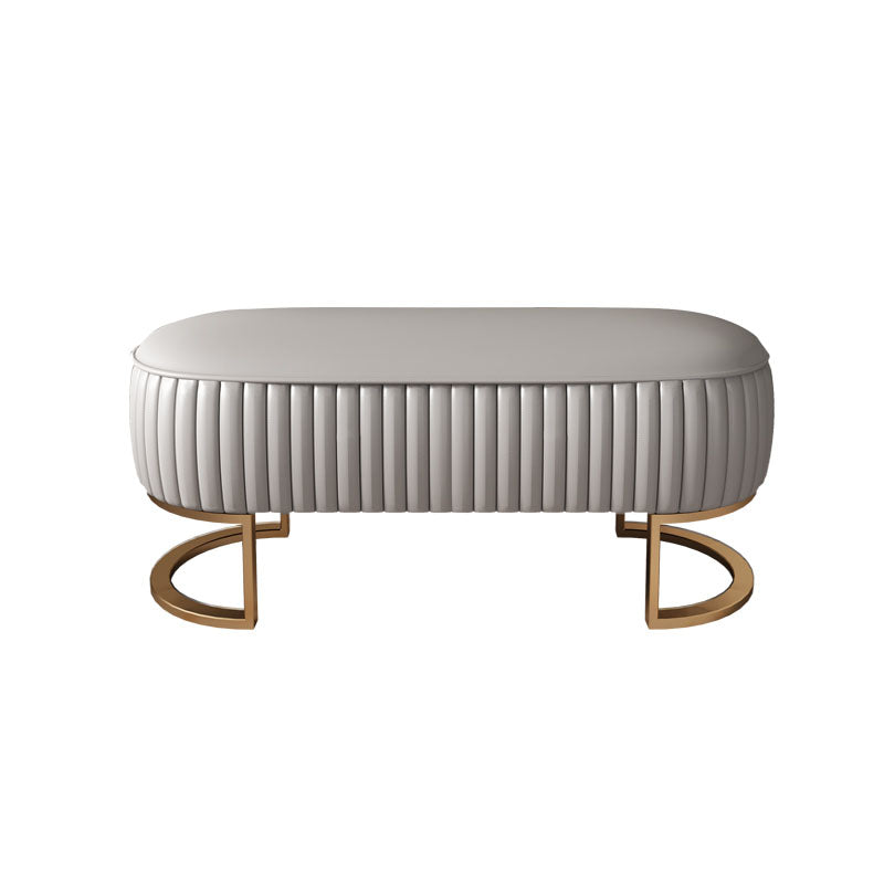 Modern Upholstered Bedroom Bench 16.5"H Seating Bench with Gold Metal Base