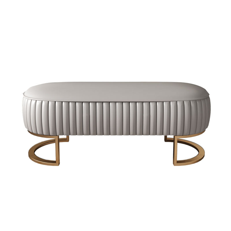 Modern Upholstered Bedroom Bench 16.5"H Seating Bench with Gold Metal Base