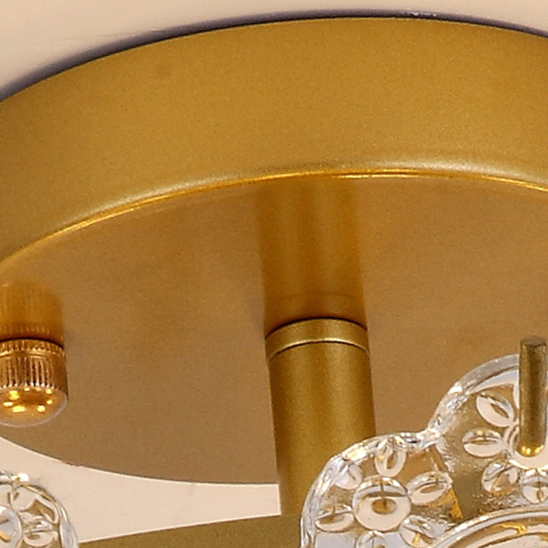 Glass Half Cylinder Flush Mount Modern Multi Lights Flush Mount Ceiling Fixture in Gold