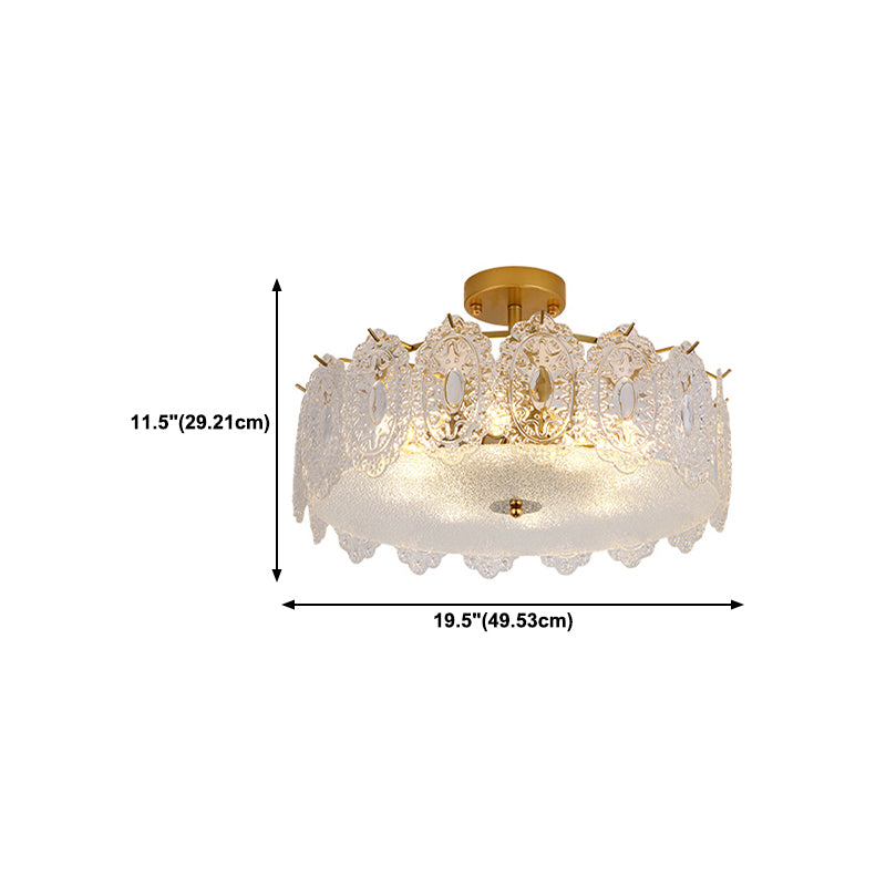 Glass Half Cylinder Flush Mount Modern Multi Lights Flush Mount Ceiling Fixture in Gold