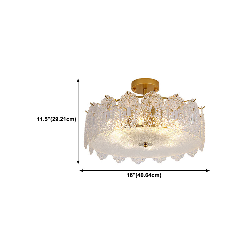 Glass Half Cylinder Flush Mount Modern Multi Lights Flush Mount Ceiling Fixture in Gold