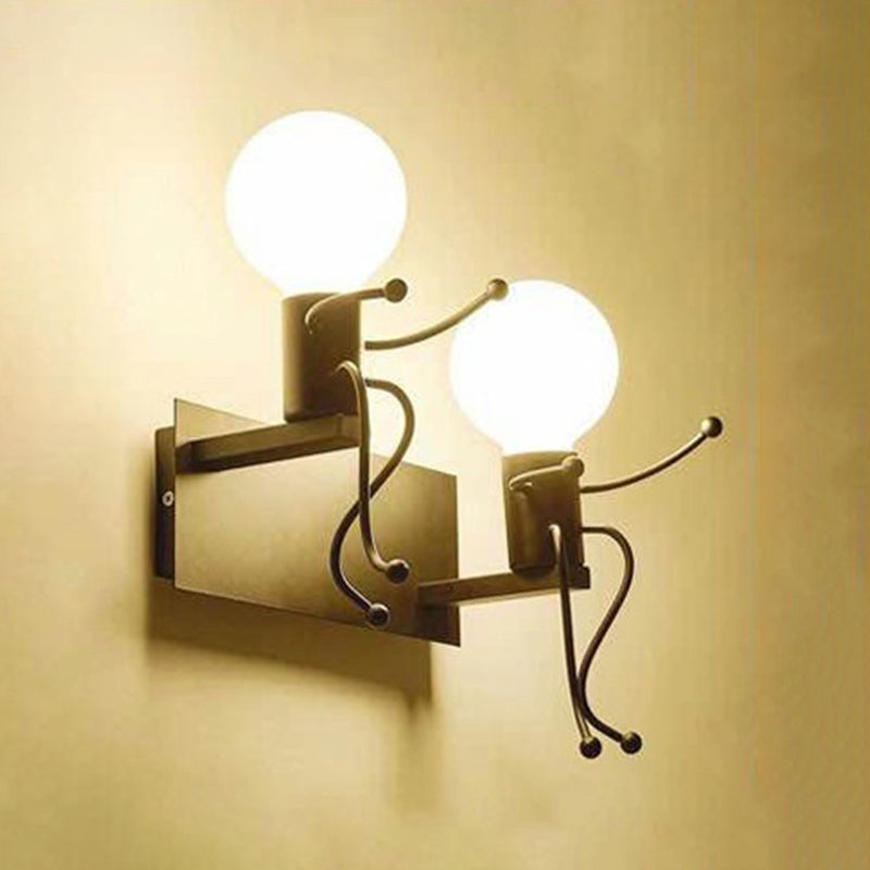 1 / 2 - Light Wall Sconce Dark Black / White Industrial Wall Light