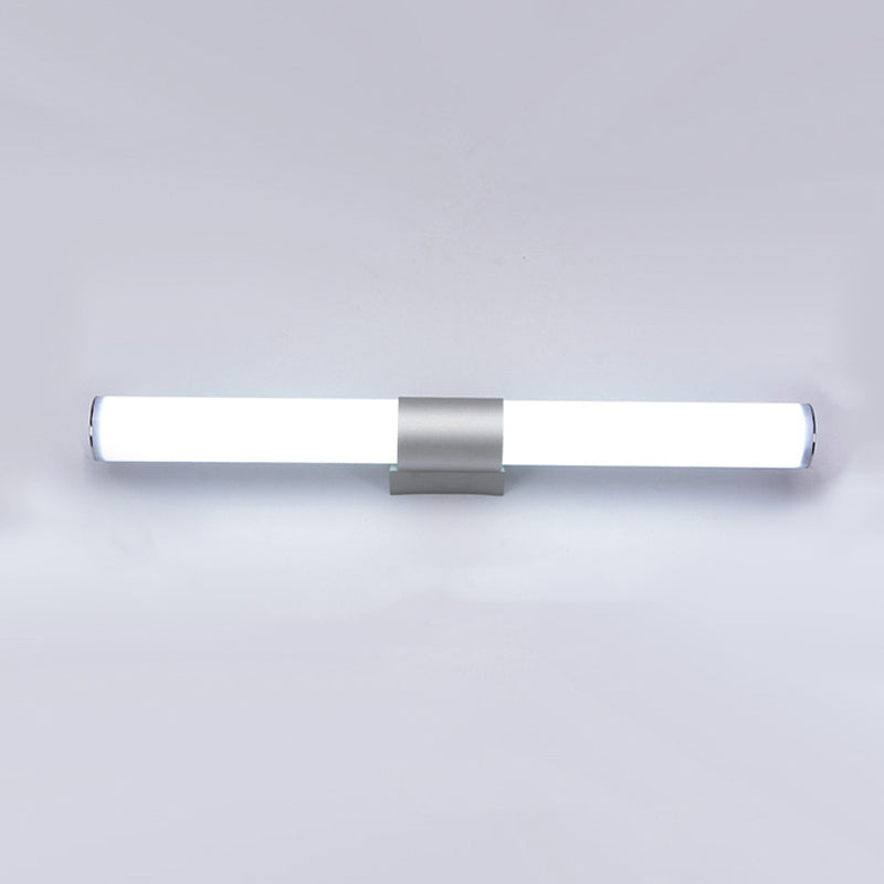 Metal Linear Shape Mirror Wall Light Modern 1 Light Mirror Wall Sconce Lighting in Silver