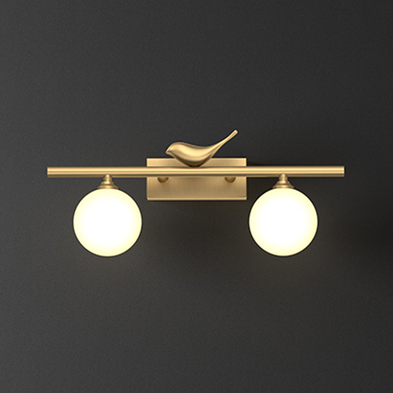 Glass Ball Shape Mirror Wall Light Modern Multi Lights Mirror Wall Sconce Lighting in Gold