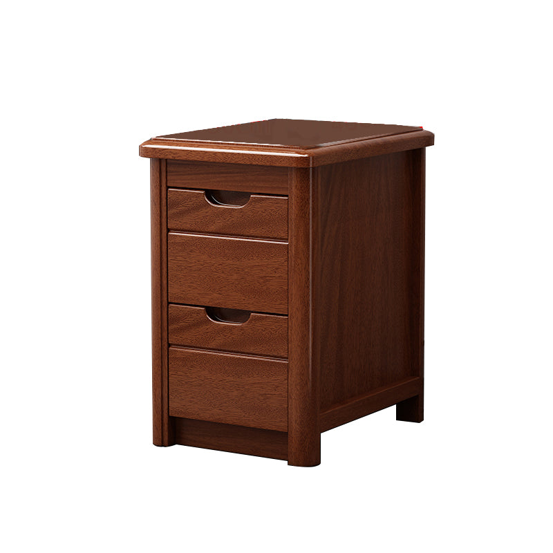 20 Inch H Bed Nightstand Solid Wood 2-Drawer Modern Brown Night Table