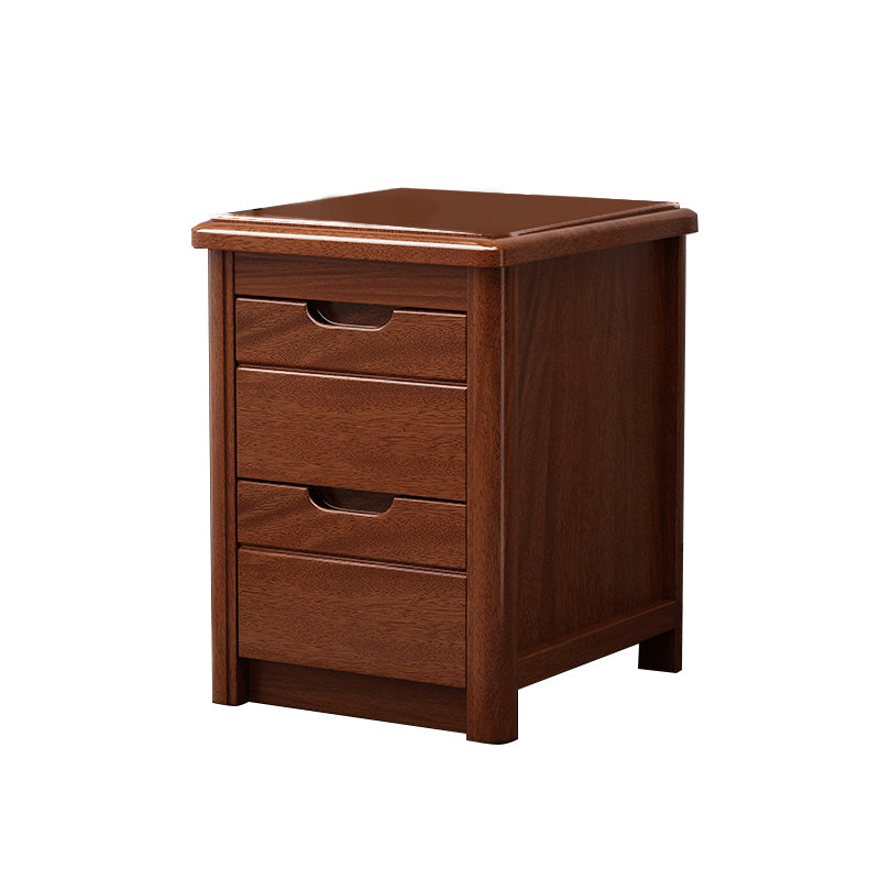 20 Inch H Bed Nightstand Solid Wood 2-Drawer Modern Brown Night Table