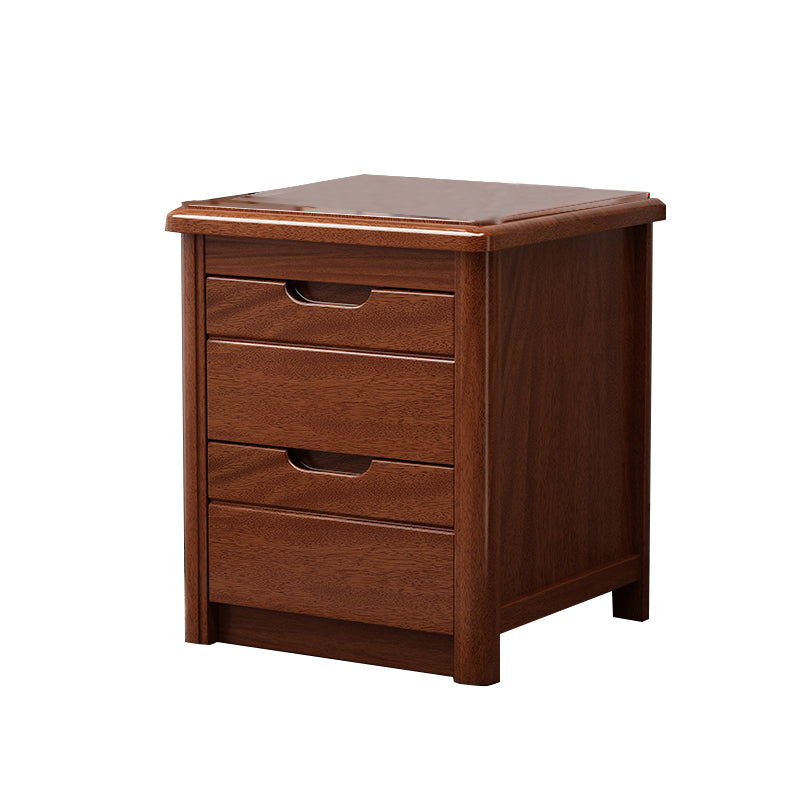 20 Inch H Bed Nightstand Solid Wood 2-Drawer Modern Brown Night Table