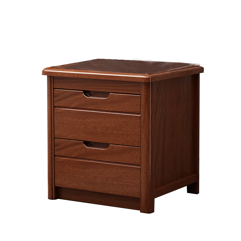 20 Inch H Bed Nightstand Solid Wood 2-Drawer Modern Brown Night Table