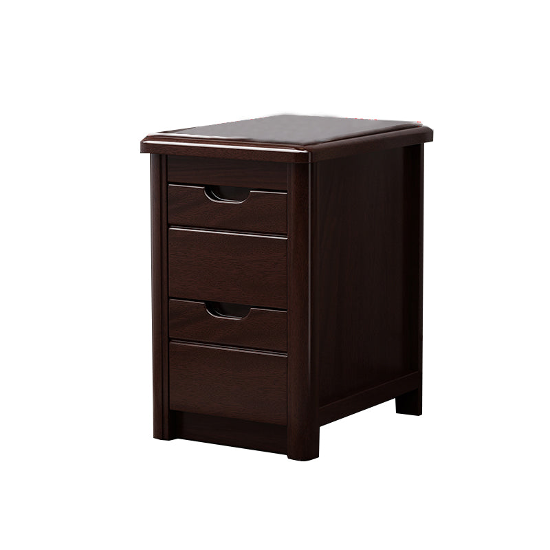 20 Inch H Bed Nightstand Solid Wood 2-Drawer Modern Brown Night Table