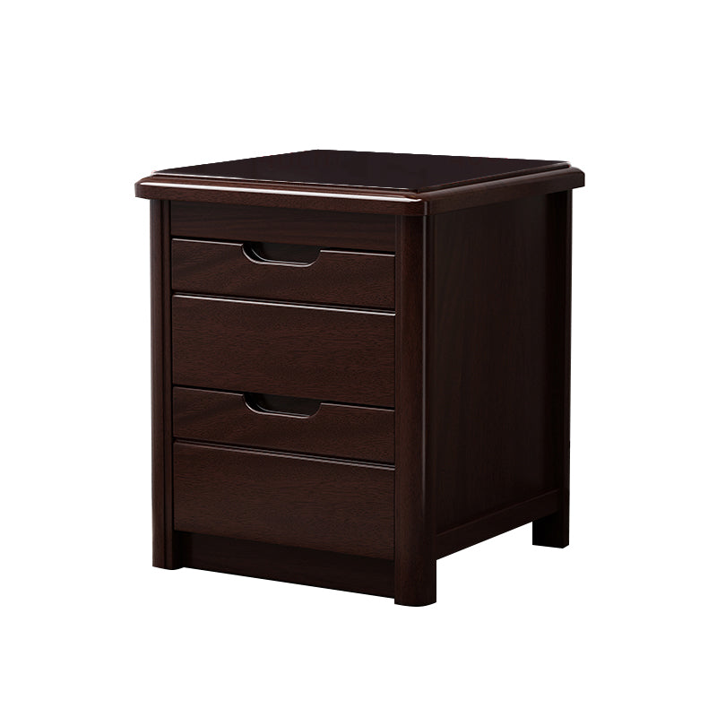 20 Inch H Bed Nightstand Solid Wood 2-Drawer Modern Brown Night Table